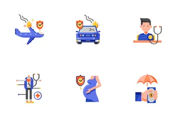 Insurance Flat - Unexpected Situations Icon Pack