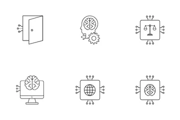 Integración de la inteligencia artificial (IA) y la computación en la nube Paquete de Iconos