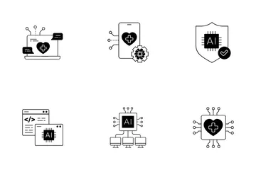 Inteligência Artificial em Saúde e Tecnologia Pacote de Ícones