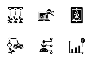 Inteligencia artificial en agricultura Paquete de Iconos