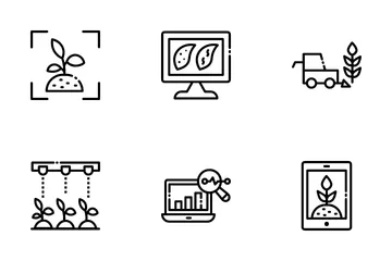 Inteligencia artificial en agricultura Paquete de Iconos