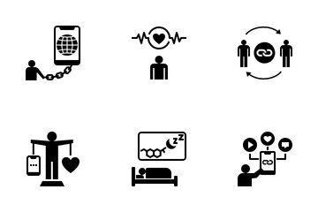 Internet Addiction And Digital Detox Icon Pack