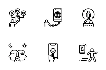 Internet Addiction And Digital Detox Icon Pack