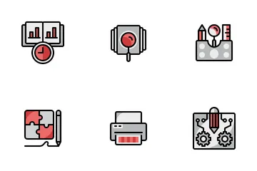 Investigación y procesamiento de datos Paquete de Iconos