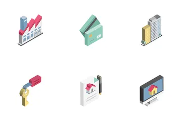 Isomátrico inmobiliario Paquete de Iconos