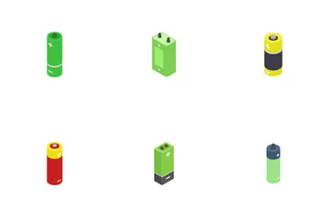 Isometric Batteries Icon Pack