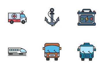 Item de veículo e transporte Icon Pack