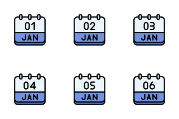 January Calendar Icon Pack