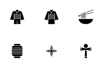 Japanese Culture Solid Style Icon Pack