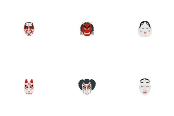 Japanese Kabuki Masks Icon Pack