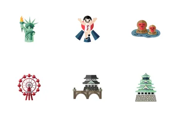 Japanese Landmark Flat Icon Icon Pack