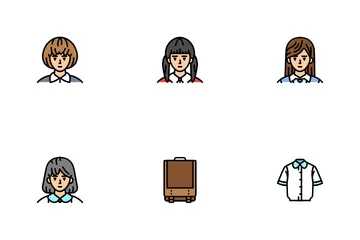 Japanese School Girl Korea Child Icon Pack