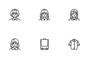 Japanese School Girl Korea Child Icon Pack