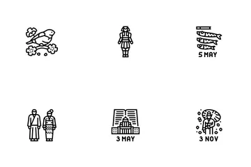 Japanische Feiertage National Asien Symbolpack