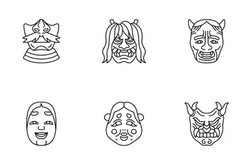 Japanische Masken Symbolpack