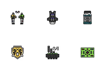 Equipo de jugadores del juego de paintball Paquete de Iconos