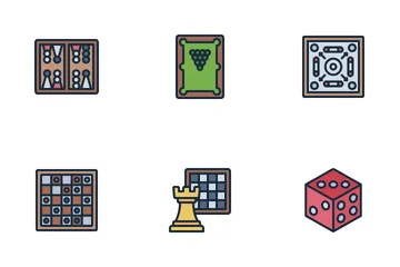 Juegos de mesa y de mesa Paquete de Iconos