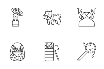 Juguetes tradicionales japoneses Icon Pack