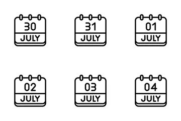 July Calendar Icon Pack