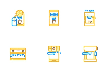 Kaffeemaschine Barista Ausstattung Icon Pack