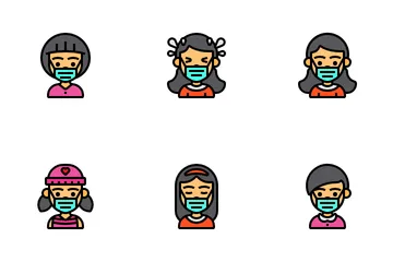 Kids Avatar With Mask Icon Pack