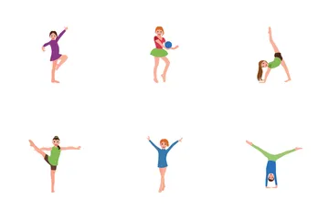 Kids Gymnastics Poses Icon Pack