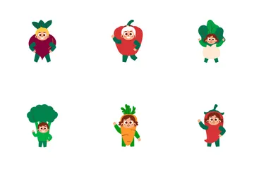 Kids Vegetable Character Icon Pack