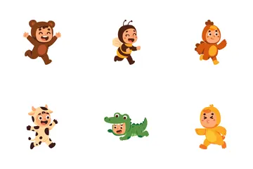 Kids Wear Animal Costume Icon Pack