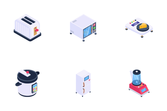 Kitchen Appliances And Households Icon Pack