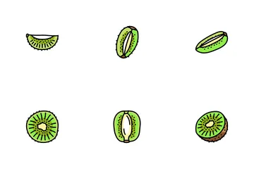 Rebanada fresca verde de kiwi Paquete de Iconos