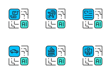 Künstliche Intelligenz Branchen Symbolpack