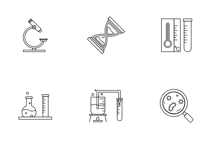 Line Icons Of Laboratory Instruments And Equipment, Scientific