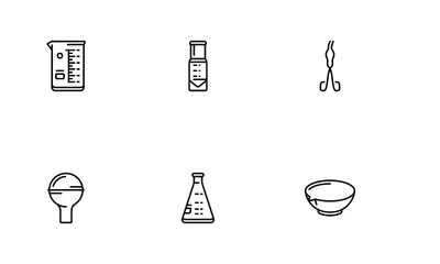 Laboratório Químico de Vidraria Pacote de Ícones