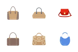 Ladies Handbags Flat Icons