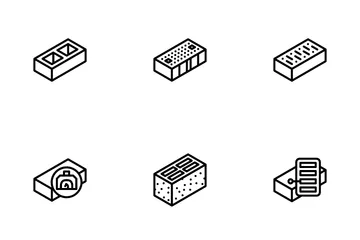 Ladrillo para la construcción de edificios Paquete de Iconos