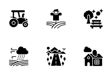 Landschaften mit landwirtschaftlichen Feldern Icon Pack