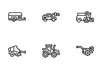 Landwirtschaftliche Fahrzeuge und Maschinen Symbolpack