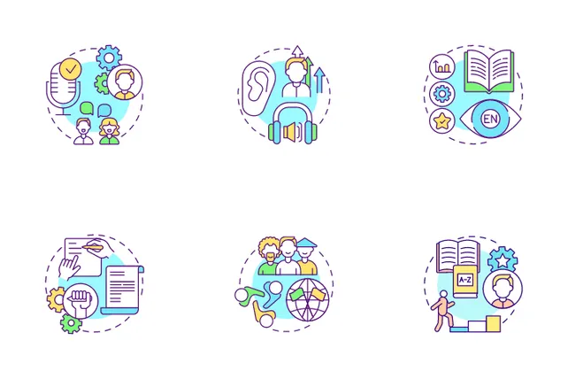 Language Learning Icon Pack - 33 Colored Outline School & Education ...
