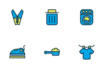 Laundry And Wash Filled Outline Icon Pack