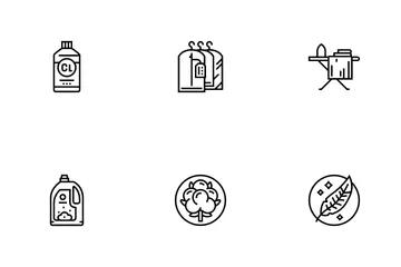 Laundry Service Washing Clothes Icon Pack