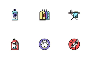 Laundry Service Washing Clothes Icon Pack