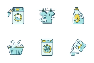 Laundry Types And Equipment Icon Pack