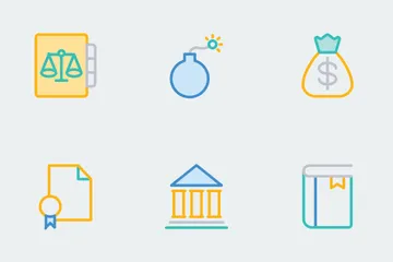 Law And Justice Line Color Icons Icon Pack
