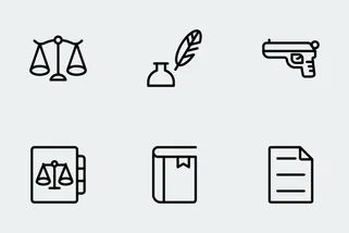 Law And Justice Line Icons