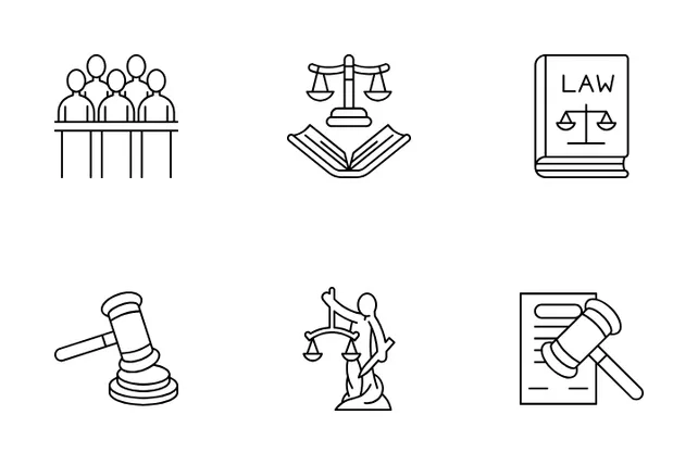 Law Court Icon Pack - 30 Line Crime & Security Icons | SVG, PNG, ICO ...