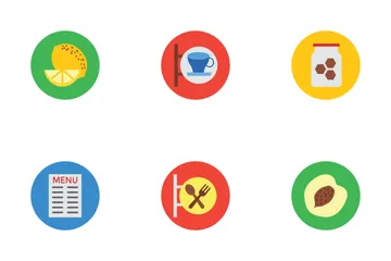 Lebensmittelmaterial-Design-Vektor-Icons Symbolpack