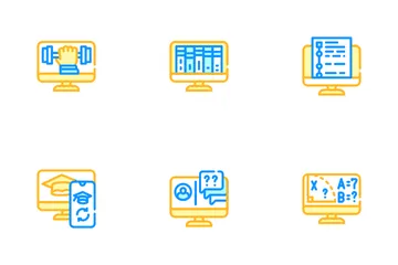 Lição de aprendizagem de educação on-line Pacote de Ícones