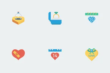 Liebe & Romantik Flache Icons Symbolpack