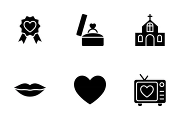 Liebe, Romantik und Hochzeit Icon Pack