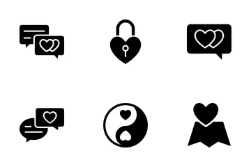 Liebe, Romantik und Hochzeit Icon Pack